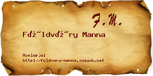 Földváry Manna névjegykártya